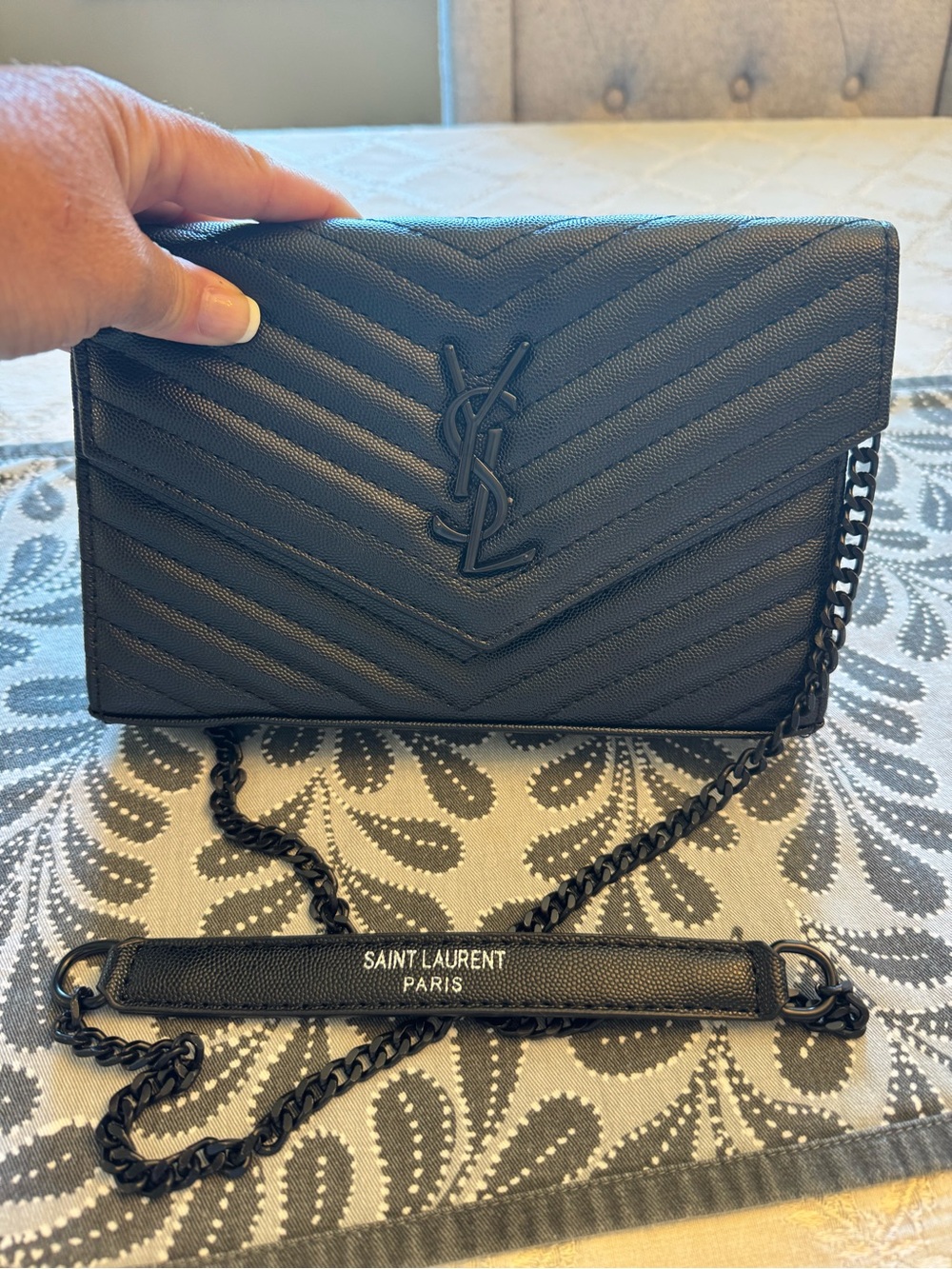 YSL black clutch crossbody bag purse - Picture 9 of 10